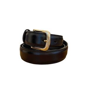 Mens Aniline Leather Dress Belt 36 Black Gold Buckle Made USA Cashmere Cowhide